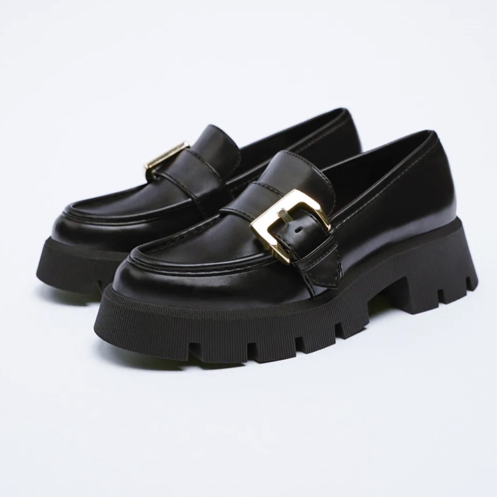 ZARA BLOGGERS FAVORITE LUG SOLE BUCKLE LOAFERS